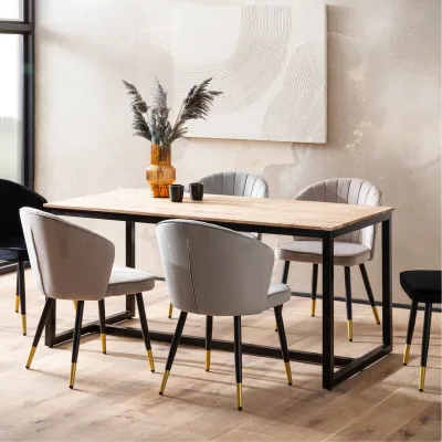Esszimmertisch FineBuy Esstisch 120 cm Akazie Massivholz Küchentisch Loft Klein