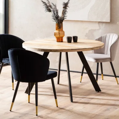 Esszimmertisch FineBuy Esstisch 120 cm Mango Holz Massiv Küchentisch Rund Modern