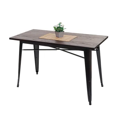 Esszimmertisch MCW-H10a, Tisch Bistrotisch, Metall Ulme Holz Industrial Gastronomie MVG schwarz-braun 120x60cm