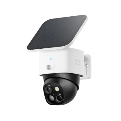 eufy SoloCam S340 Außenkamera mit Doppelobjektiv und Solarpanel, Schwarz/Weiß (Amazon Alexa, Google Assistant, T81703W1)