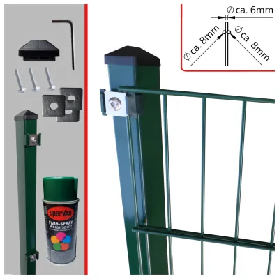 Fa-Bausysteme Doppelstabzaun Moosgrün  8-6-8 Plättchen 2030 mm 27,5 m