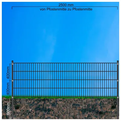 Fa-Bausysteme Doppelstabzaun Moosgrün  8-6-8 Plättchen 830 mm 2,5 m