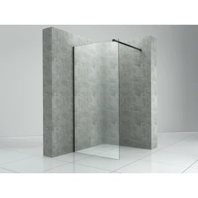 Fa-Bausysteme Walk-In Glasdusche Klarglas Halterung: Schwarz 300 mm