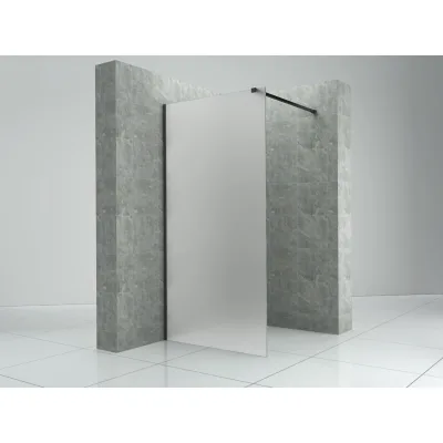 Fa-Bausysteme Walk-In Glasdusche Milchglas Halterung: Schwarz 1000 mm