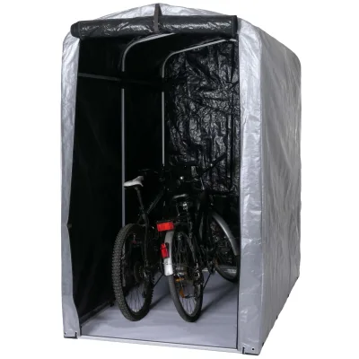 Fahrradgarage MCW-N61, Foliengarage Aufbewahrungsgarage Garagenzelt, Alu UV-Schutz wasserfest, 201x121x201cm ~ silber