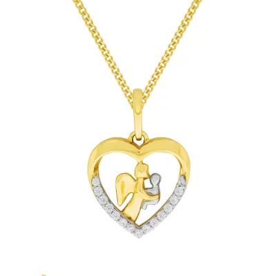 Fascination by Ellen K. Halskette Gold 333 mit Zirkonia weiß und Engel-Motiv