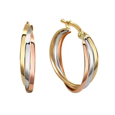 Fascination by Ellen K. Ohrringe Gold 333 dreifarbig 20mm Durchmesser