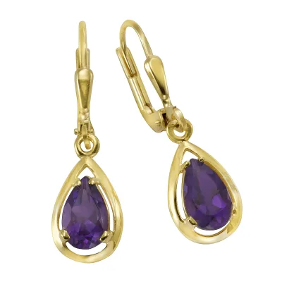 Fascination by Ellen K. Ohrringe Gold 333 mit echtem Amethyst-Tropfen