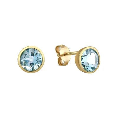 Fascination by Ellen K. Ohrringe Gold 375 mit echtem Blautopas (beh.) 7mm