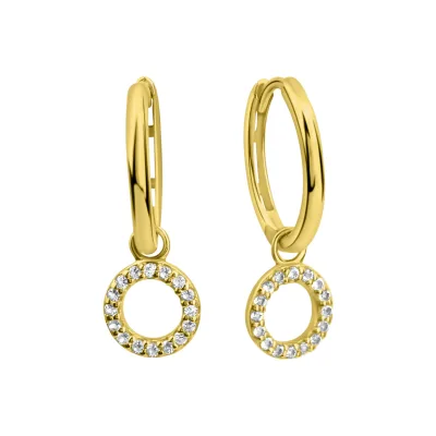 Fascination by Ellen K. Ohrringe Gold 585 mit 32 echten Weißtopasen 14mm Durchmesser