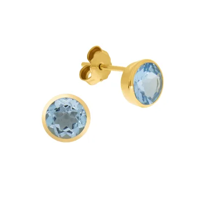 Fascination by Ellen K. Ohrringe Gold 585 mit echtem Blautopas (beh.) 7mm