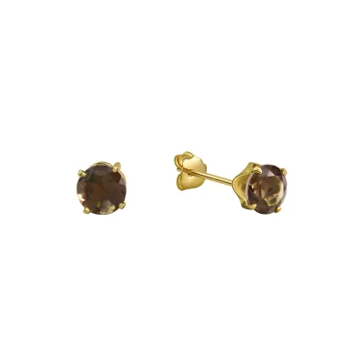 Fascination by Ellen K. Ohrringe Gold 585 mit echtem Rauchquarz 5mm