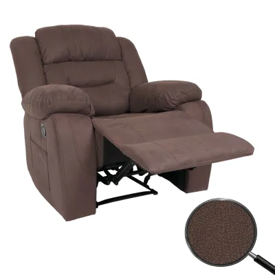 Fernsehsessel MCW-J57, XXL Relaxsessel TV-Liegesessel Nosagfederung Wildleder-Optik Stoff/Textil bis 200kg ~ braun