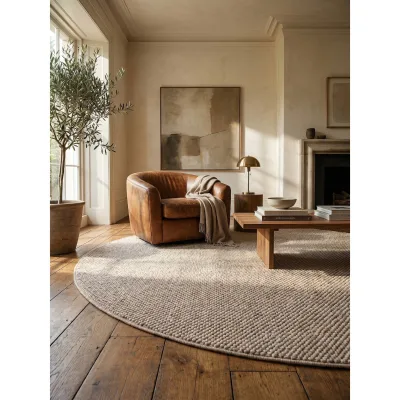 Flachgewebe-Teppich Berber-Tradition Beige 120x120 cm Uni meliert