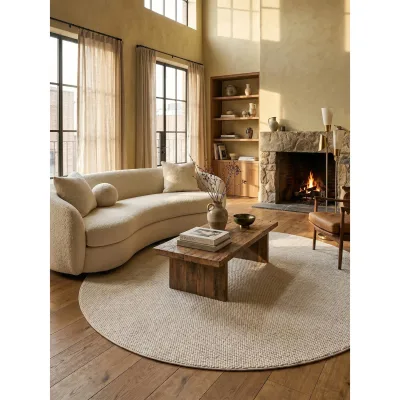 Flachgewebe-Teppich Berber-Tradition Creme 200x200 cm Uni meliert