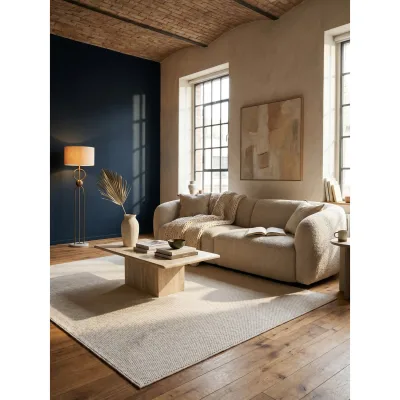 Flachgewebe-Teppich Berber-Tradition Creme 80x150 cm Uni meliert