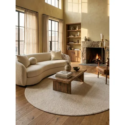 Flachgewebe-Teppich Berber-Tradition Creme 80x80 cm Uni meliert