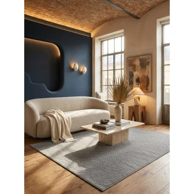 Flachgewebe-Teppich Berber-Tradition Silber 80x150 cm Uni meliert