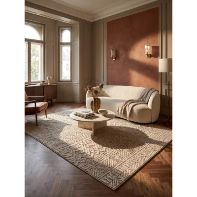 Flachgewebe-Teppich Ethno Beige 140x200 cm Ethno-Streifen