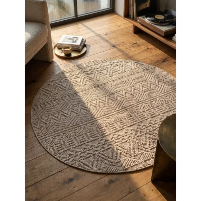 Flachgewebe-Teppich Ethno Beige 80x80 cm Ethno-Streifen