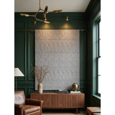 Flachgewebe-Teppich Ethno Silber 280x370 cm Ethno-Streifen