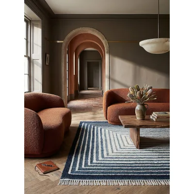 Flachgewebe-Teppich geometrisch Blau 160 x 230 cm - FROND   Kadima