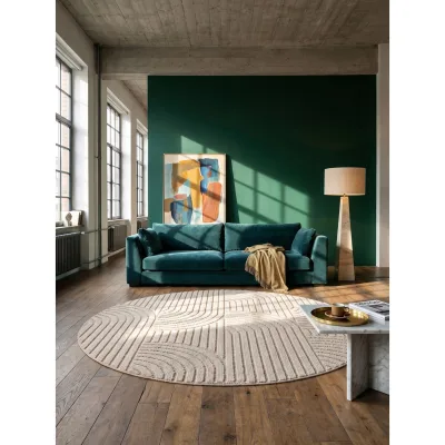Flachgewebe-Teppich Hoch-Tief-Bögen Beige 160x160 cm Hoch-Tief Bögen