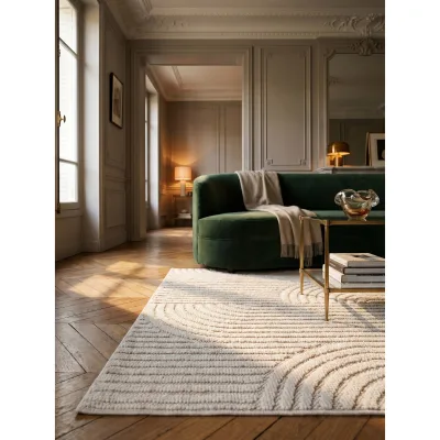 Flachgewebe-Teppich Hoch-Tief-Bögen Creme 140x200 cm Hoch-Tief Bögen