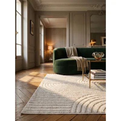 Flachgewebe-Teppich Hoch-Tief-Bögen Creme 60x110 cm Hoch-Tief Bögen