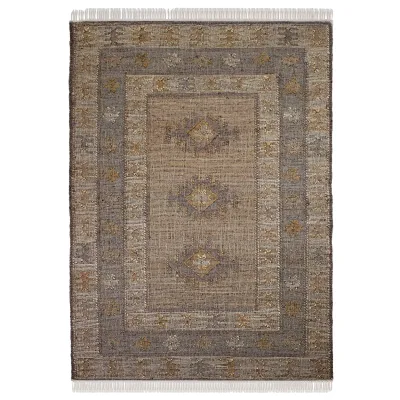 Flachgewebe-Teppich Kelim-Stern Natur 140 x 200 cm - BERMEO   Kadima