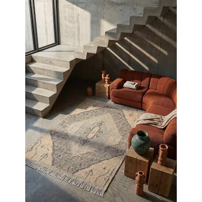 Flachgewebe-Teppich Medaillon Natur 160 x 230 cm - BERMEO   Kadima