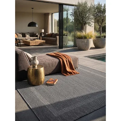 Flachgewebe-Teppich Pflegeleicht Anthrazit 240x340 cm - BORNO   Kadima