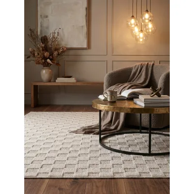 Flachgewebe-Teppich Schachbrett Creme 280x370 cm Schachbrett