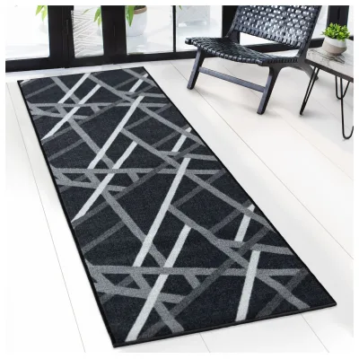 Floordirekt Teppich-Läufer nach Maß   Printed   Anthrazit mit Streifen
