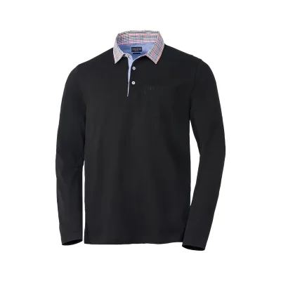 Franco Bettoni Herren Poloshirt mit Hemdkragen langarm
