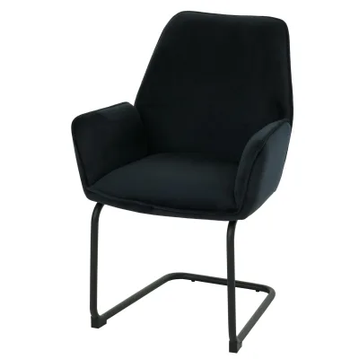 Freischwinger MCW-G67, Esszimmerstuhl Küchenstuhl Stuhl, Stoff/Textil MVG ~ anthrazit-blau