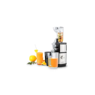 Fruitberry Entsafter Slow Juicer 400 Watt 60 U/min Ø 7,5 cm BPA-frei Silber