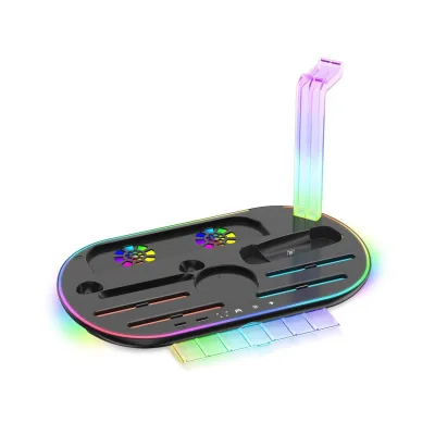 Für Nintendo Switch 2 RGB Licht Ladestation mit Kühlung Ablage Schwarz