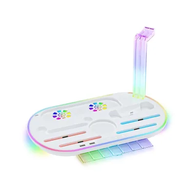 Für Nintendo Switch 2 RGB Licht Ladestation mit Kühlung Ablage Weiß