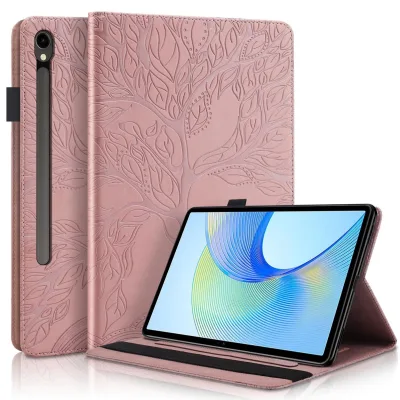 Für Samsung Galaxy Tab S10 FE Plus Kunstleder Baum Design Tasche Pink
