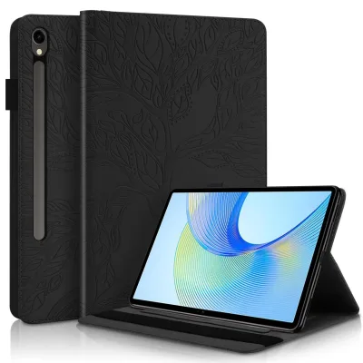 Für Samsung Galaxy Tab S10 FE Plus Kunstleder Baum Tasche Schwarz