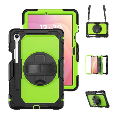 Wheel Hybrid Hülle für Samsung Galaxy Tab S11 mit Halter & Schultergurt Grün
