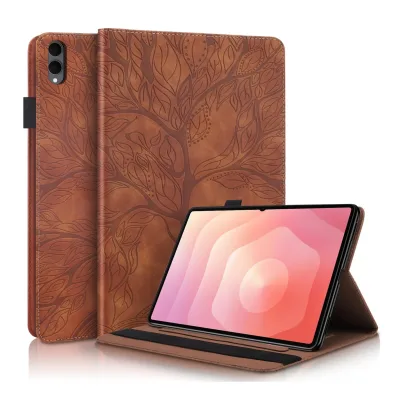 Für Samsung Galaxy Tab S11 Ultra Baum Design Kunstleder Tasche Braun