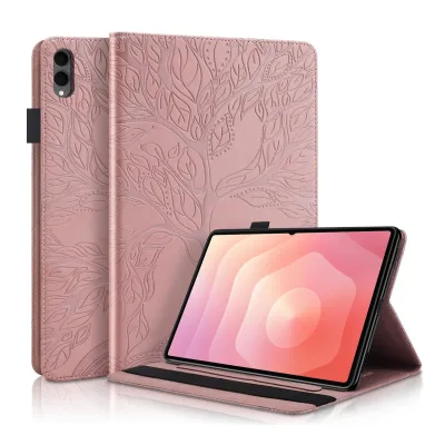 Für Samsung Galaxy Tab S11 Ultra Baum Design Kunstleder Tasche Pink
