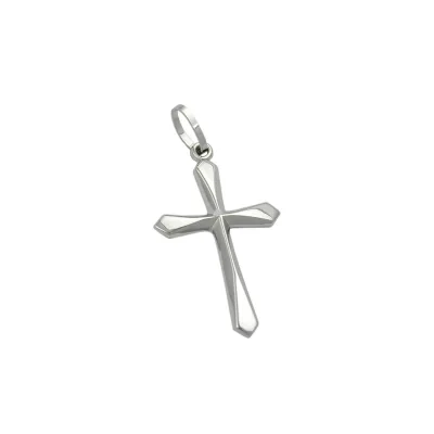 Gallay Anhänger 23x14mm Kreuz glänzend 9Kt Weißgold