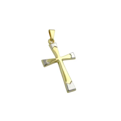 Gallay Anhänger 25x16mm Kreuz bicolor 9Kt GOLD