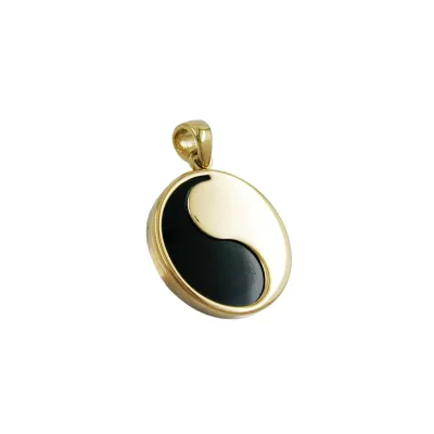 Gallay Anhänger Yin Yang 16mm mit Onyx 9Kt GOLD