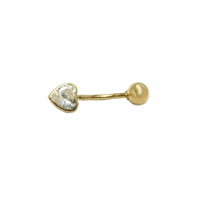 Gallay Bauchnabelpiercing Banana 20x6mm Zirkonia-Herz 14Kt GOLD
