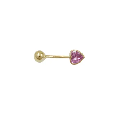 Gallay Bauchnabelpiercing Banana 20x6mm Zirkonia-Herz pink 14Kt GOLD