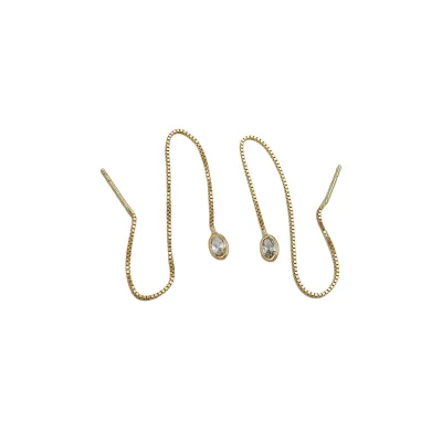 Gallay Durchzieher Ohrring Ohrhänger 93x3mm Venezianerkette mit Zirkonia 9Kt GOLD